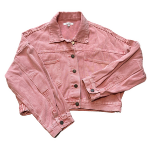 VEVERET pink cropped denim jacket sz M